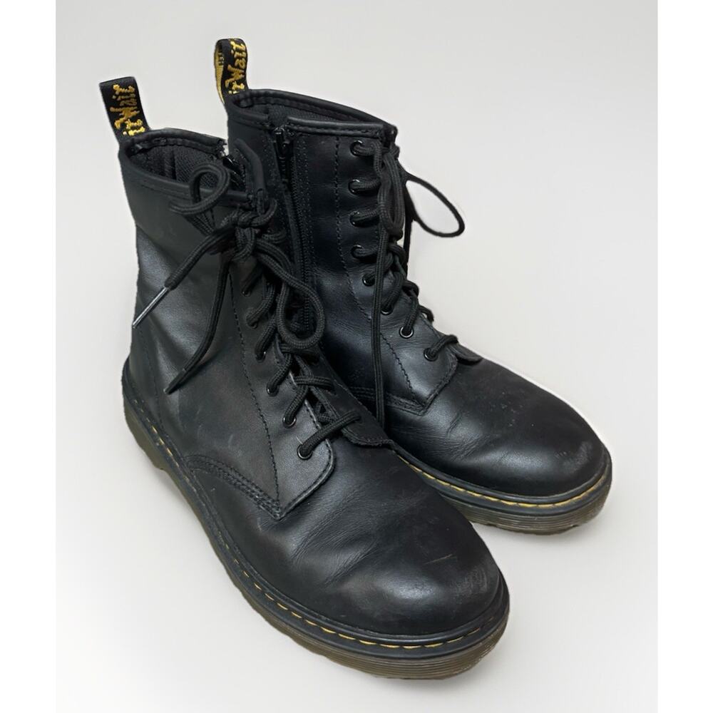 Dr Martens Womens Black Leather Combat Boots Lace Up Size 7 EU 38